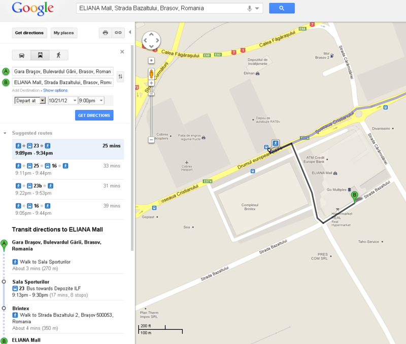 Gara Braov, Bulevardul Grii, Brasov, Romania to ELIANA Mall - Google Maps-180623.png
