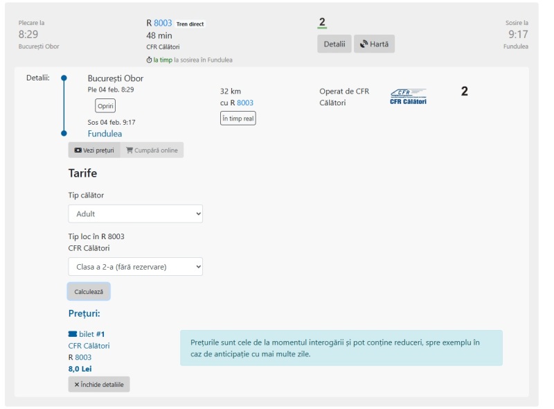 Pret tren Regio CFR, Bucuresti Obor-Fundulea.jpg